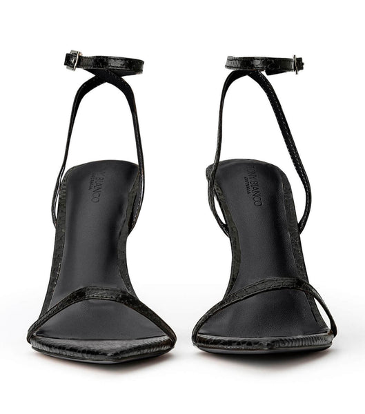 Tacones de evento Tony Bianco Myra Black Snake 10.5cm Negras Serpent | QCRWA95142