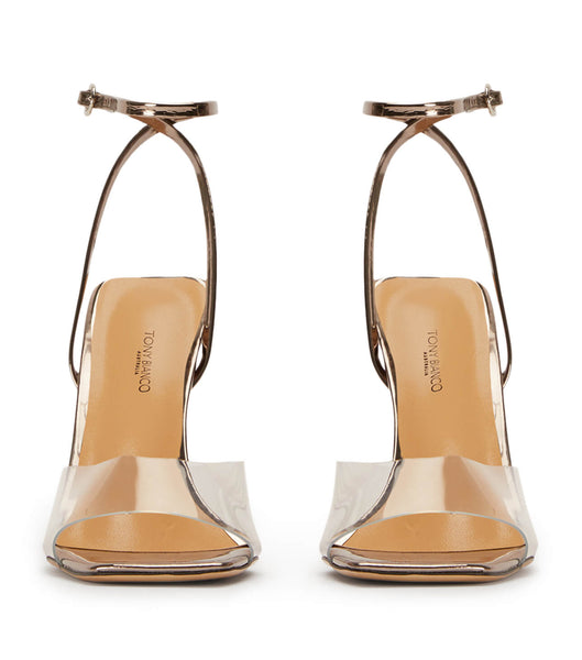 Zapatos Tacon Bloque Tony Bianco Nelani Clear Vinylite/Gunmetal Shine 10.5cm Gris | CRZPD32806