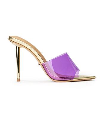 Tacones de aguja Tony Bianco Mylo Purple Vinylite/Gold 10.5cm Moradas Doradas | CREAH19528